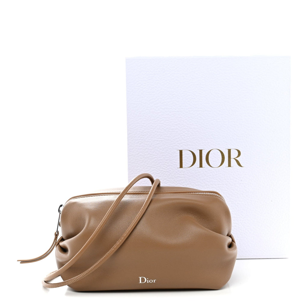 Supple Lambskin Bow Pouch Camel wholesalehk.shop