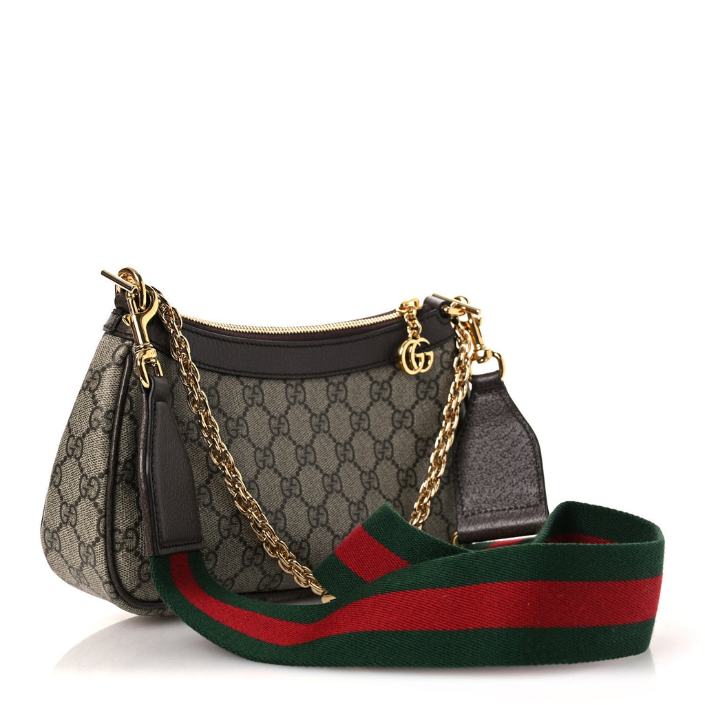 GG Supreme Monogram Textured Dollar Calfskin Web Small Ophidia GG Handbag Beige Ebony New Acero wholesalehk.shop