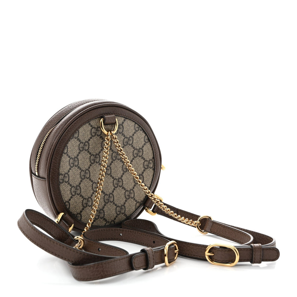 GG Supreme Monogram Web Mini Ophidia Round Backpack Brown wholesalehk.shop