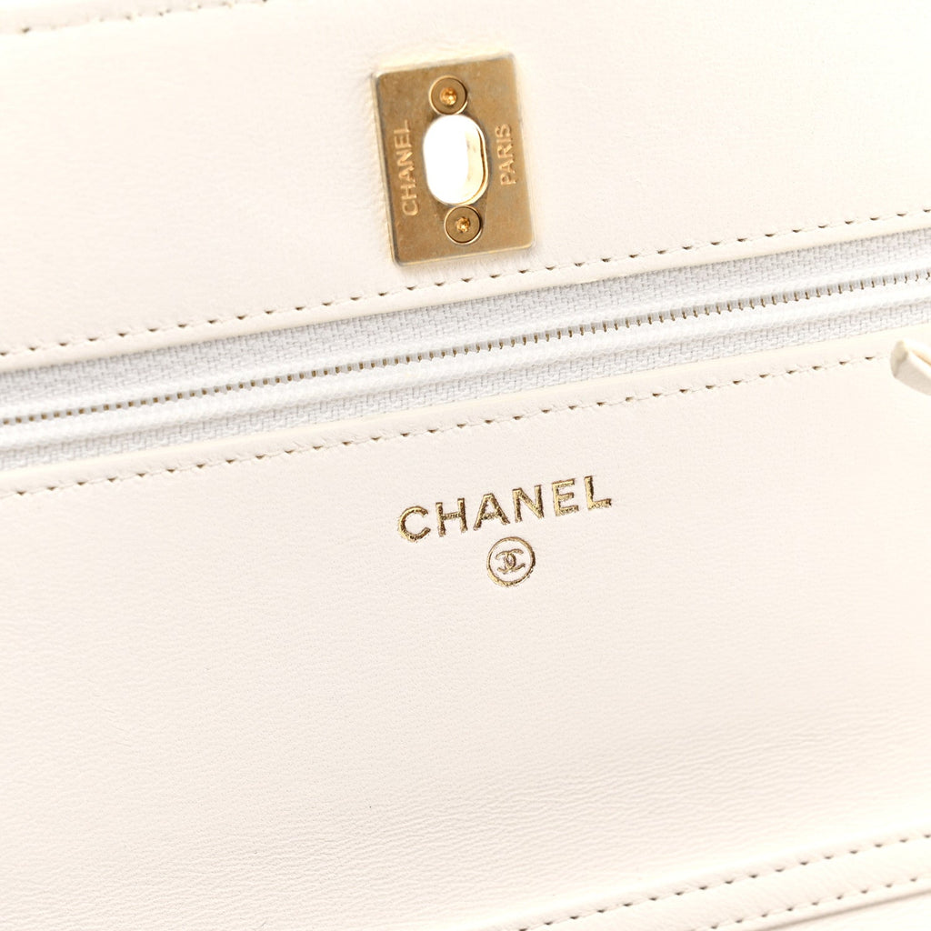 Lambskin Quilted CC Pearl Crush Wallet on Chain WOC White wholesalehk.shop