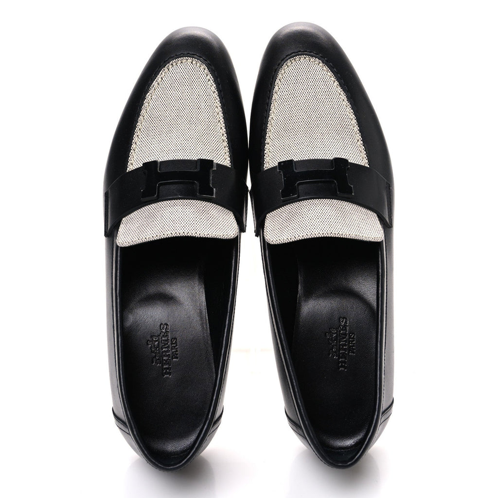 Toile De Coton Calfskin Womens Paris Loafers 37 Black Prunoir wholesalehk.shop