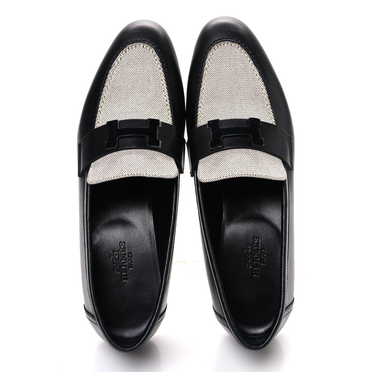 Toile De Coton Calfskin Womens Paris Loafers 37 Black Prunoir wholesalehk.shop