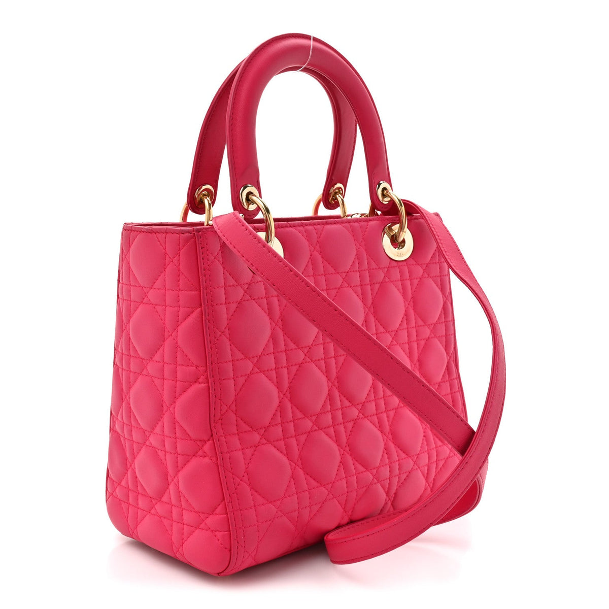 Lambskin Cannage Medium Lady Dior Fuchsia wholesalehk.shop