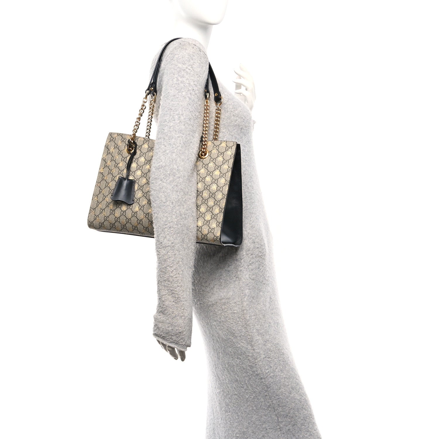 GG Supreme Monogram Bees Medium Padlock Tote Beige Oro Black £¨ Direct shipment via from wholesalehk.shop