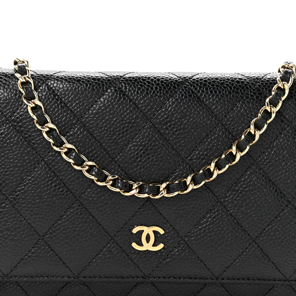 Caviar Quilted Wallet On Chain WOC Black wholesalehk.shop