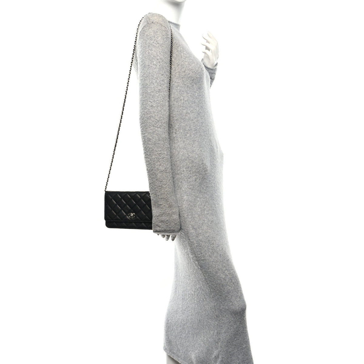 Caviar Quilted CC Turnlock Wallet On Chain WOC Black wholesalehk.shop
