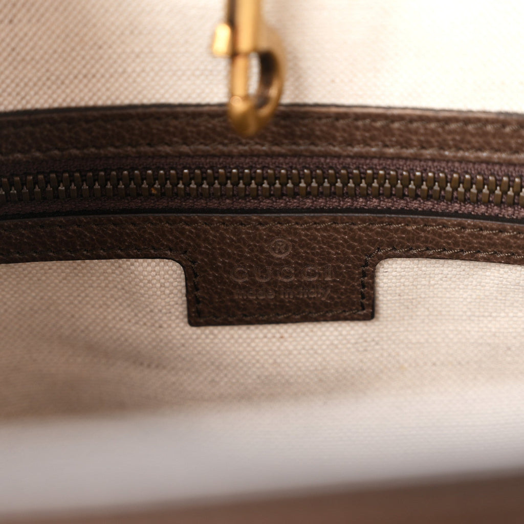 GG Supreme Monogram Web Textured Dollar Calfskin Medium Ophidia Tote Brown wholesalehk.shop