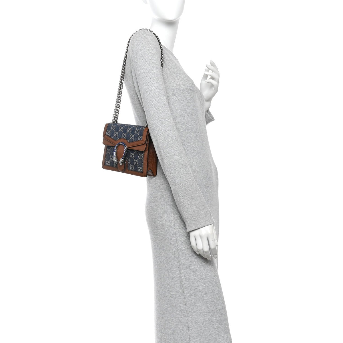 New Denim GG Monogram Dollar Calfskin Enamel Mini Dionysus Shoulder Bag Blue Tea Cuir Epilog Electric Blue wholesalehk.shop