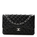 Lambskin Quilted Jumbo Double Flap Black wholesalehk.shop