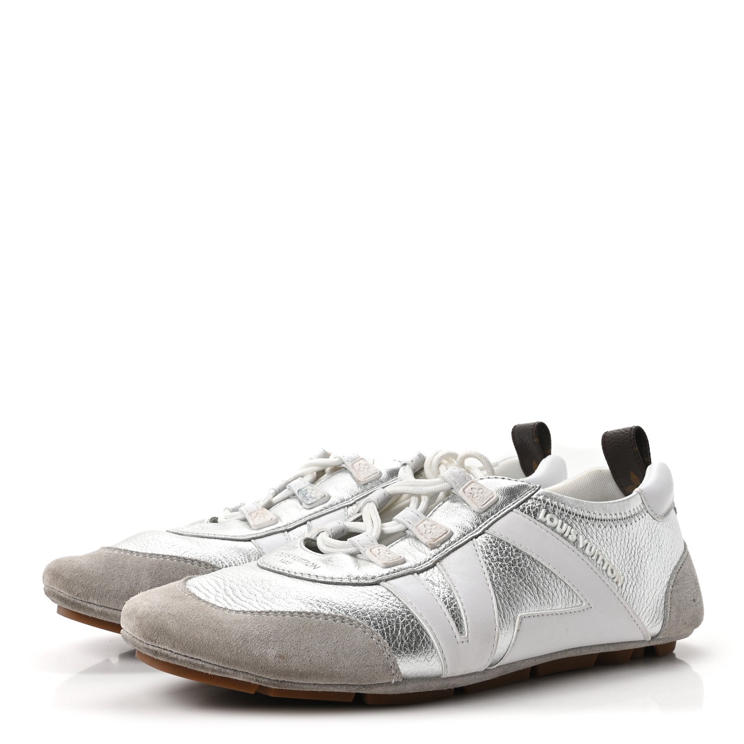 Metallic Grained Calfskin Womens LV Sneakerina 38 Silver £¨ Direct shipment via from wholesalehk.shop