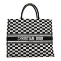 Canvas Embroidered Checkered Book Tote Black White £¨ Direct shipment via from wholesalehk.shop