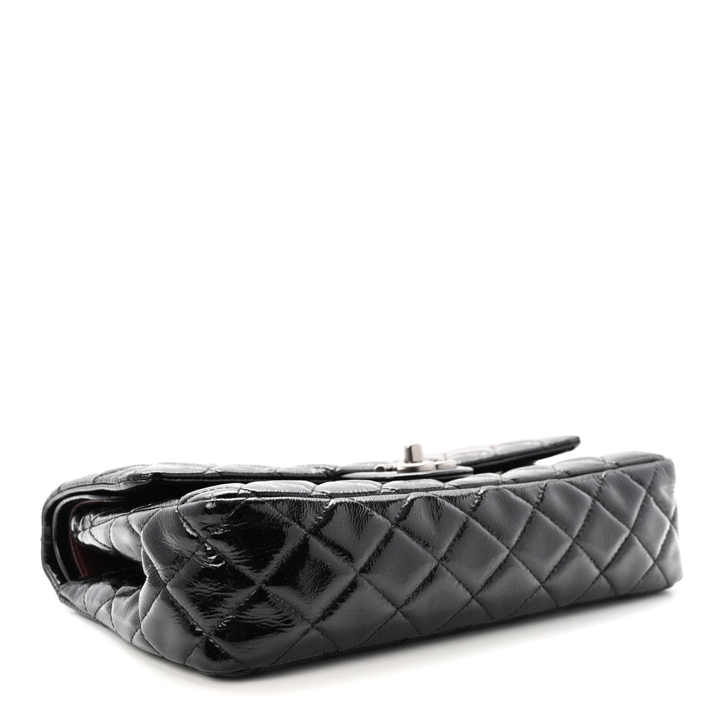 Crumpled Patent Quilted Medium Double Flap Black wholesalehk.shop