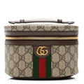 GG Supreme Monogram Textured Calfskin Web Ophidia Vanity Cosmetic Case Beige Ebony New Acero wholesalehk.shop