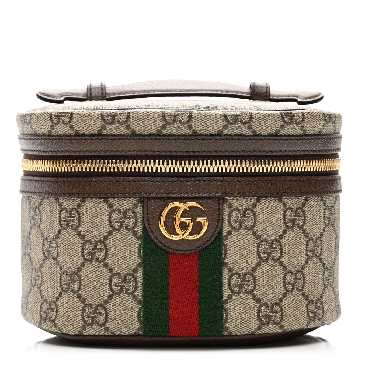 GG Supreme Monogram Textured Calfskin Web Ophidia Vanity Cosmetic Case Beige Ebony New Acero wholesalehk.shop