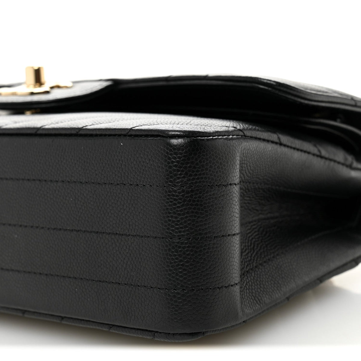 Caviar Flat Chevron Quilted Small Double Flap Black wholesalehk.shop