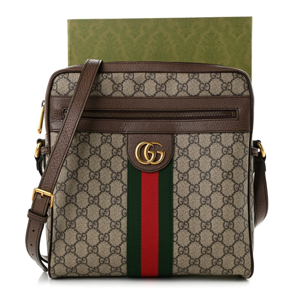 GG Supreme Monogram Web Medium Ophidia Messenger Bag Brown wholesalehk.shop