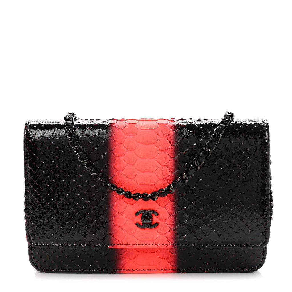 Snakeskin Wallet On Chain WOC Black Red wholesalehk.shop
