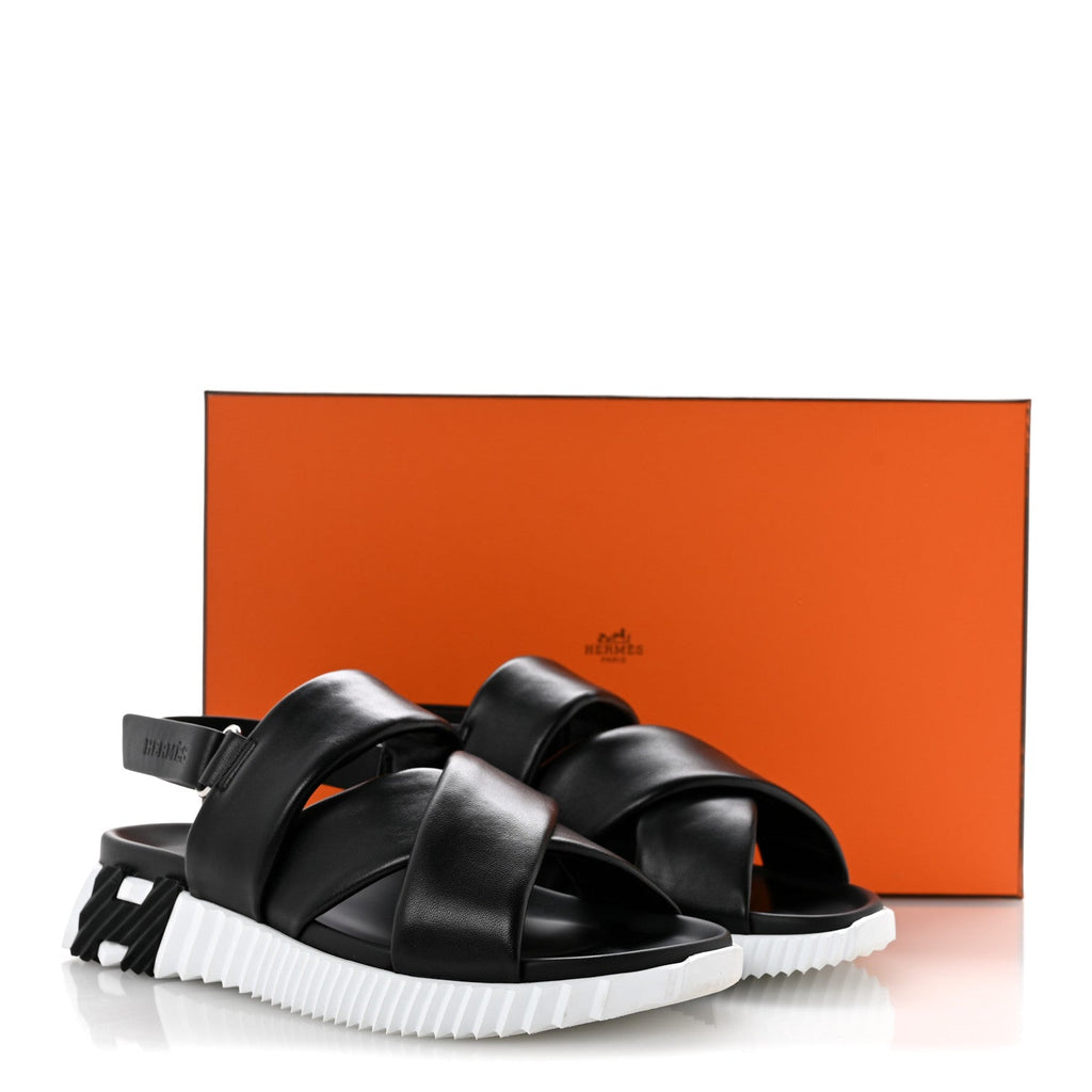 Calfskin Womens Electric Sandals 38.5 Black wholesalehk.shop