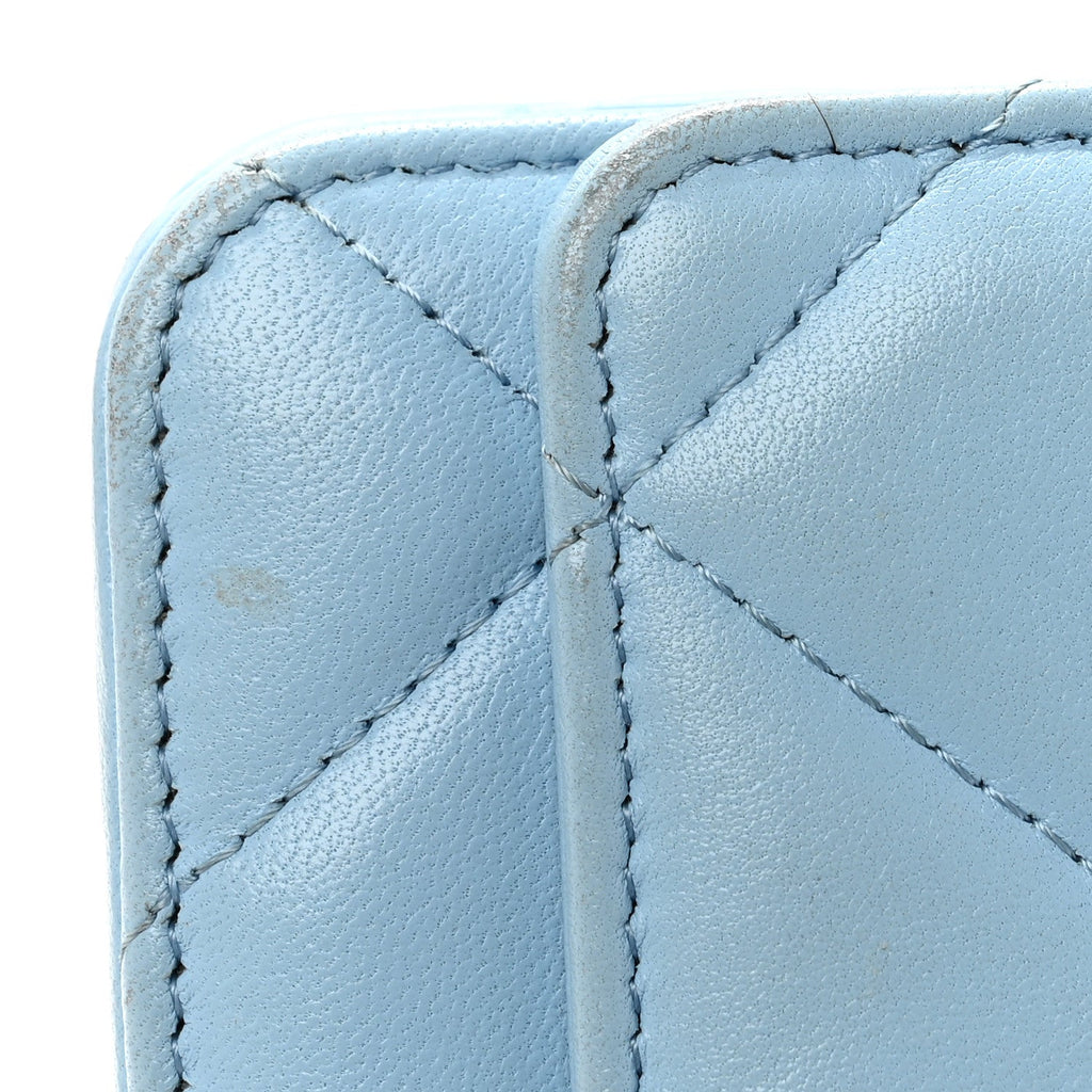 Lambskin Quilted Chanel 19 Wallet On Chain WOC Light Blue wholesalehk.shop