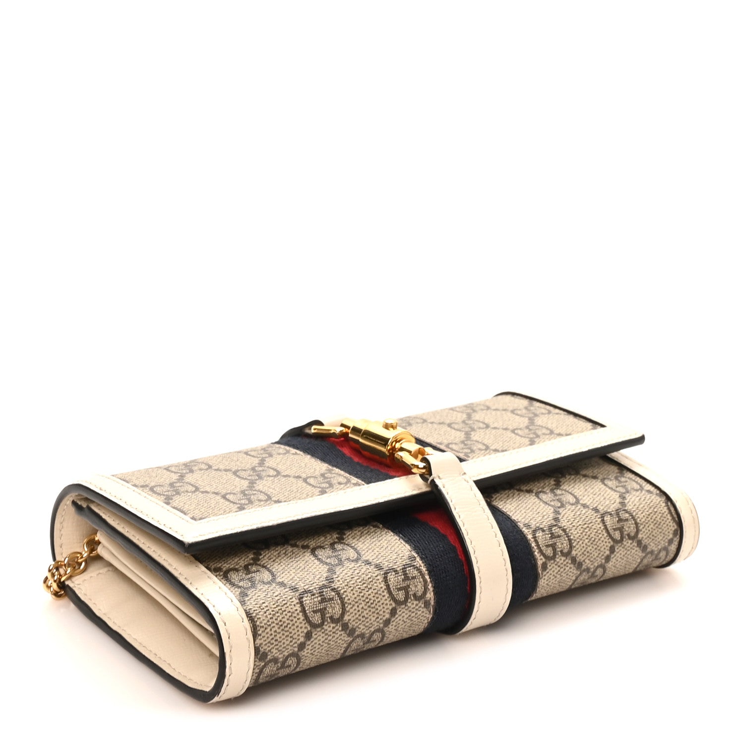 GG Supreme Monogram Textured Calfskin Web Jackie 1961 Chain Wallet Beige Ebony Mystic White £¨ Direct shipment via from wholesalehk.shop