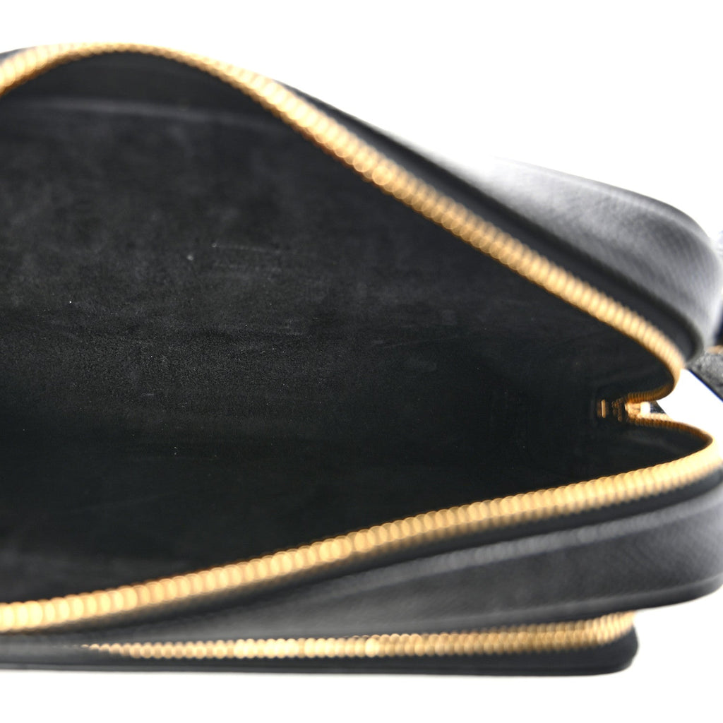 Grained Calfskin Caro Double Pouch Black wholesalehk.shop