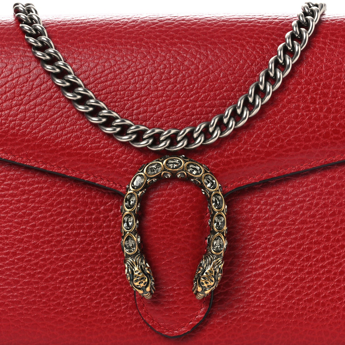 Calfskin Mini Dionysus Chain Wallet Hibiscus Red wholesalehk.shop