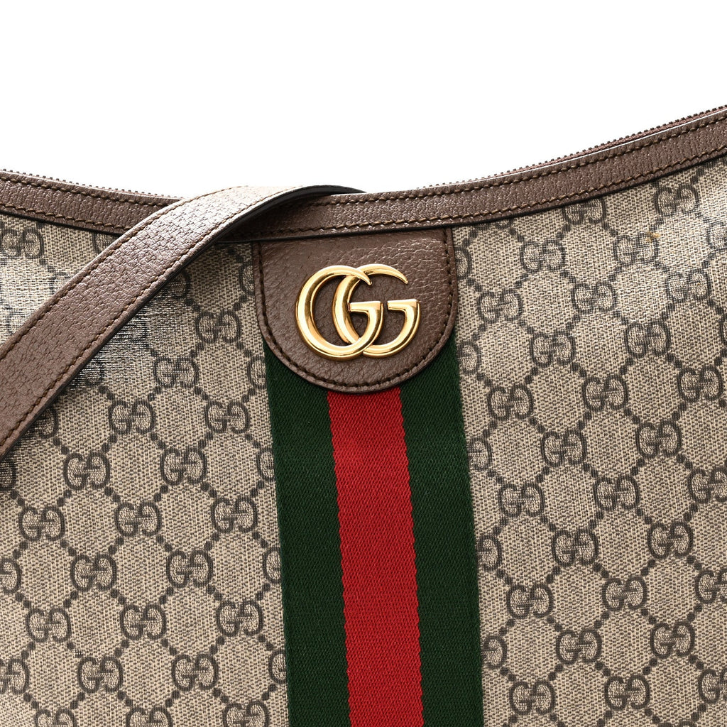 GG Supreme Monogram Web Small Ophidia Half Moon Hobo Brown wholesalehk.shop