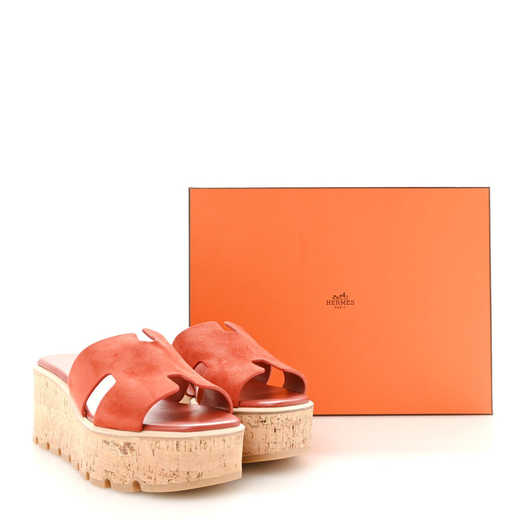 Suede Goatskin Cork Eze 30 Sandals 40 Orange Brulee wholesalehk.shop