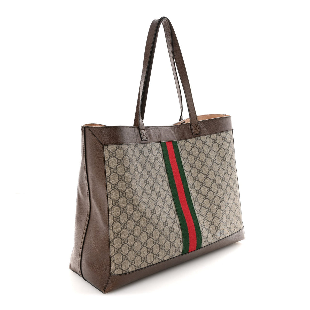 GG Supreme Monogram Web Ophidia Tote Brown wholesalehk.shop