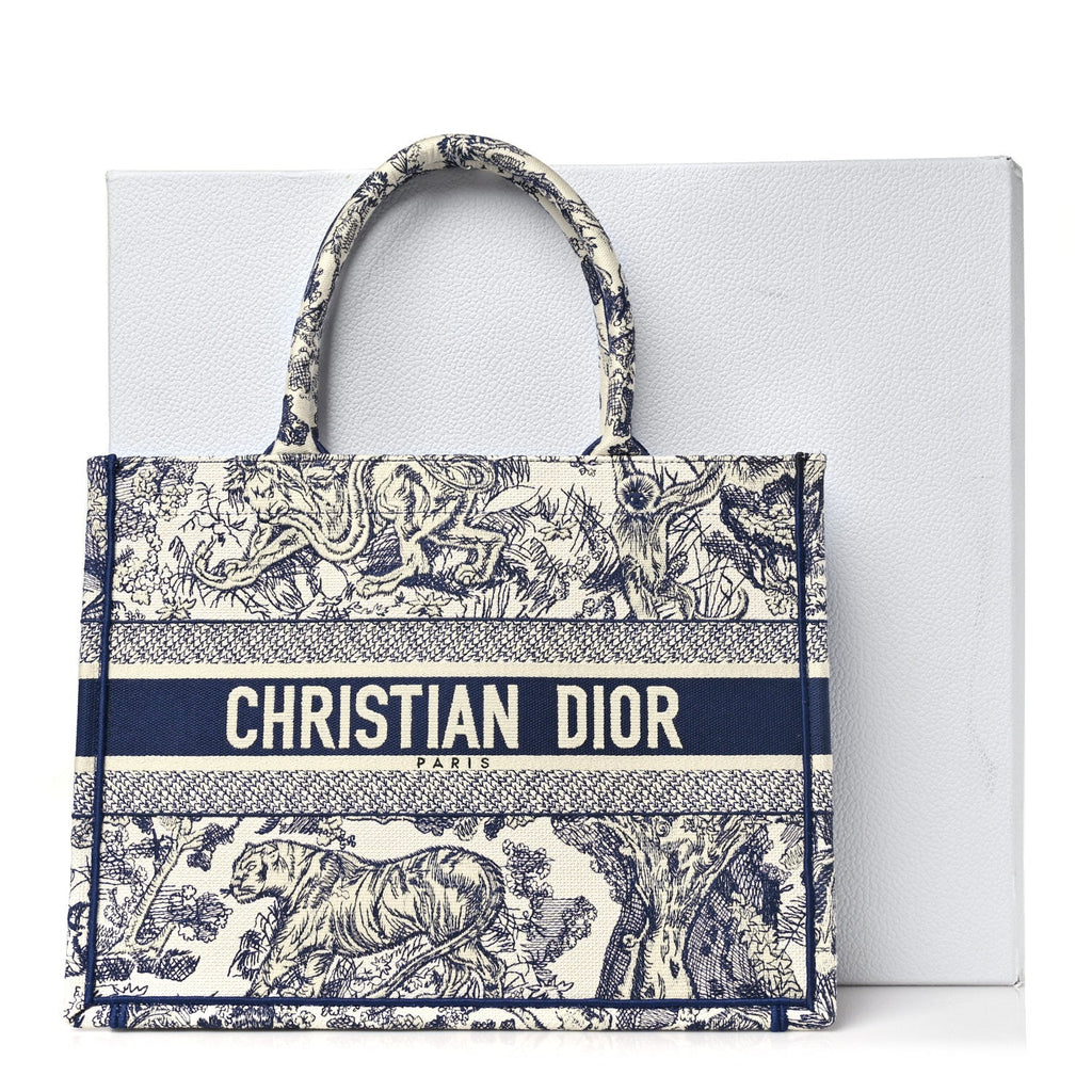 Canvas Embroidered Medium Dioriviera Toile De Jouy Book Tote Blue £¨ Direct shipment via from wholesalehk.shop