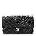 Caviar Chevron Quilted Medium Double Flap Black wholesalehk.shop