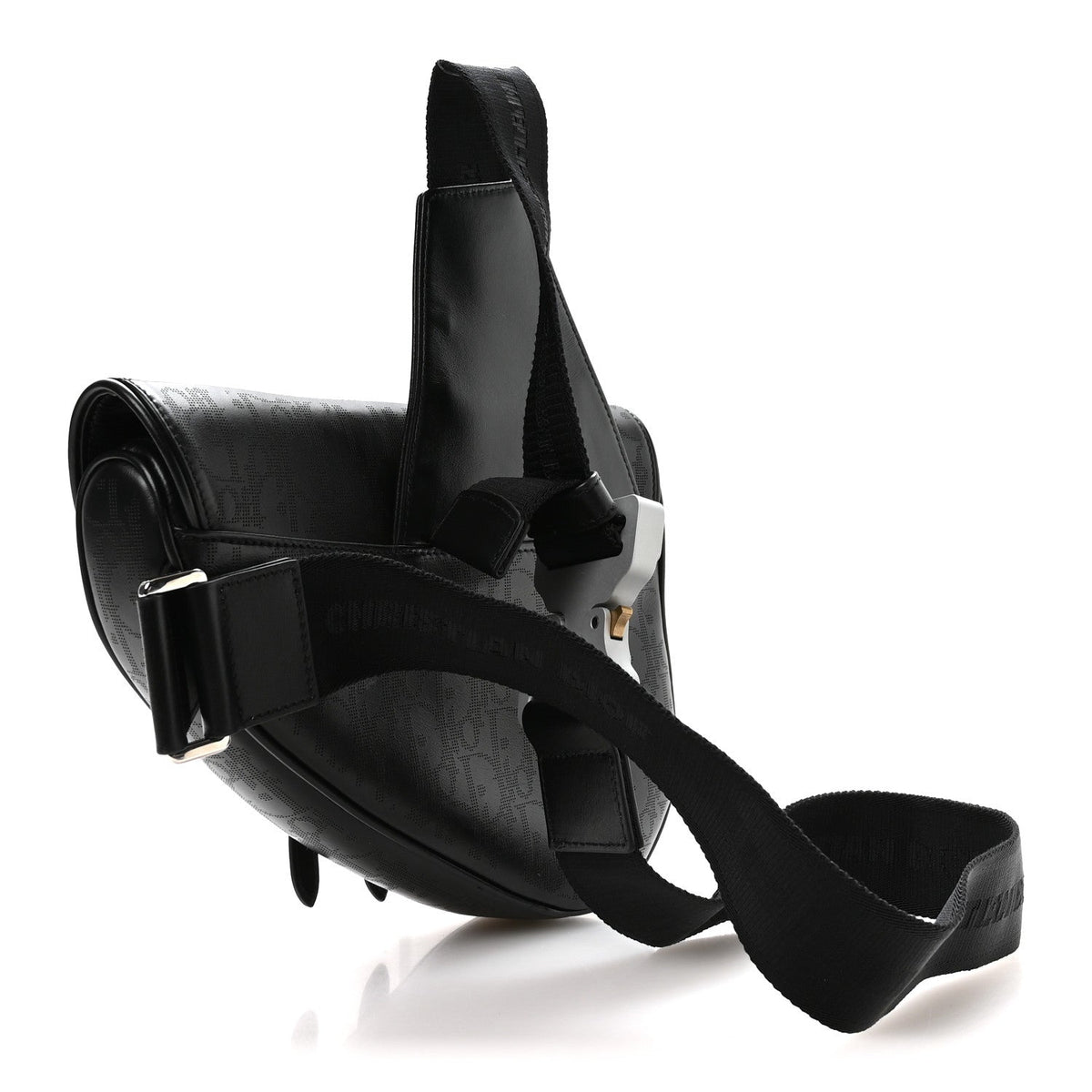 Calfskin Perforated Oblique Galaxy Mens Saddle Bag Black wholesalehk.shop