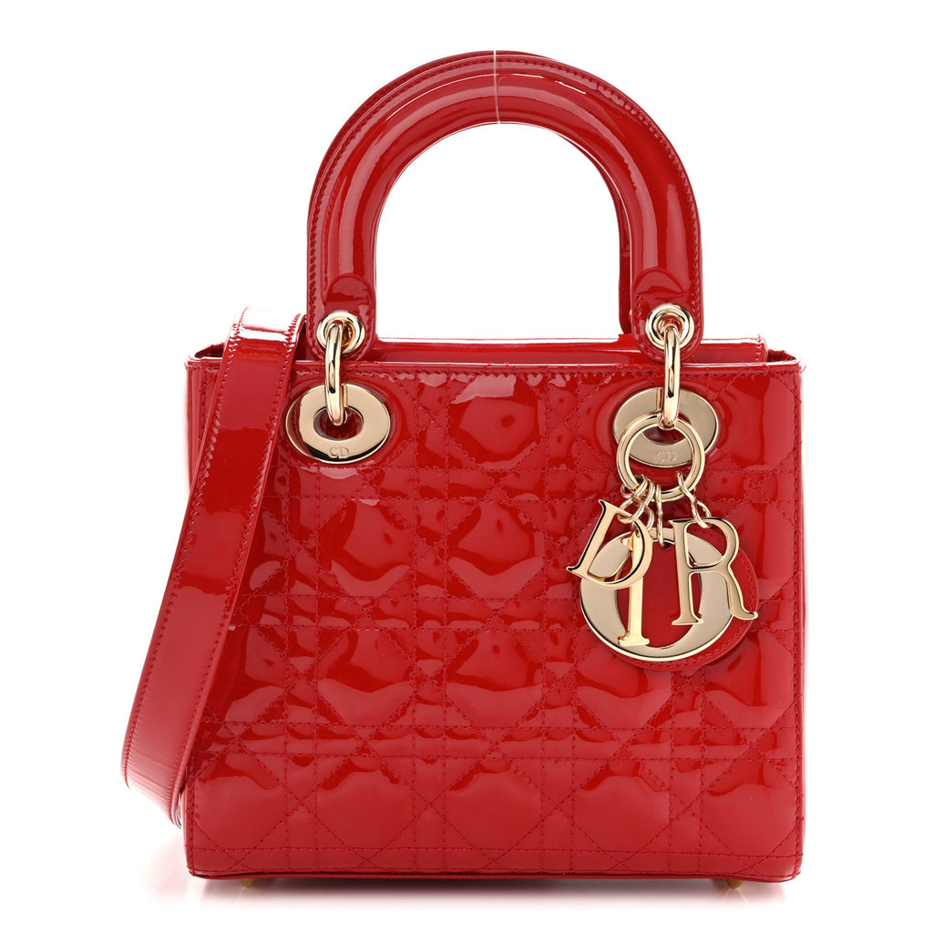 Patent Cannage Small Lady Dior Cherry Red wholesalehk.shop