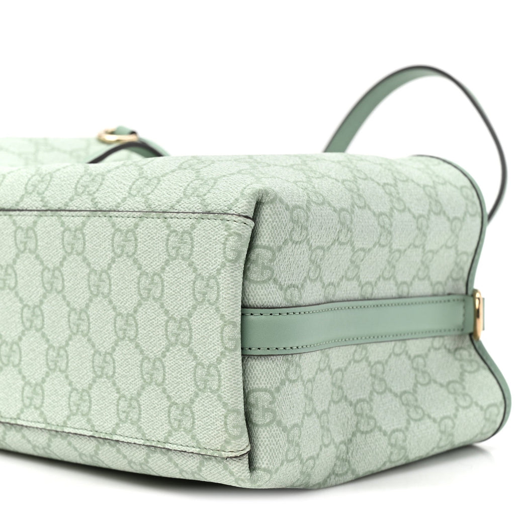 GG Supreme Monogram Emblem Medium Tote Bag Sage Green wholesalehk.shop