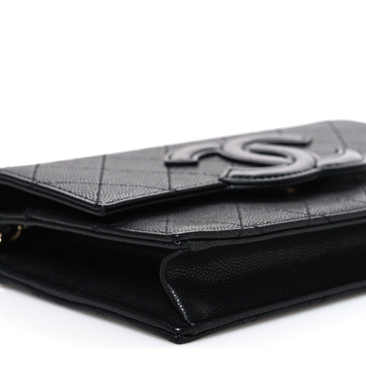 Shiny Caviar Lambskin Quilted CC Neo Filigree Wallet on Chain WOC Black wholesalehk.shop