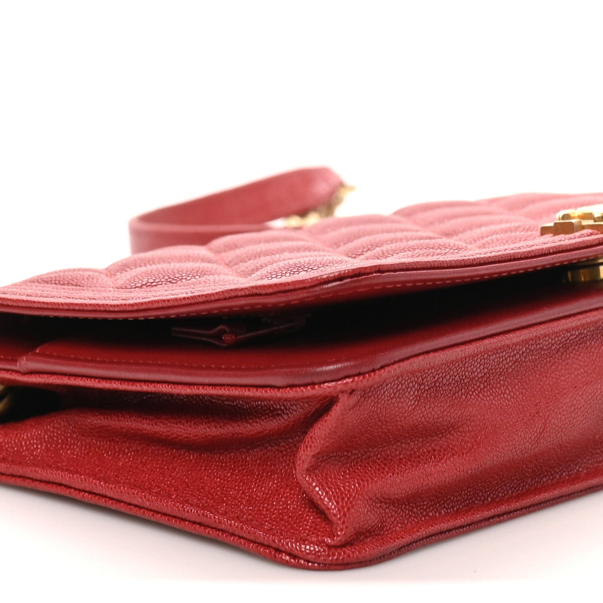 Caviar Quilted Boy Wallet On Chain WOC Red wholesalehk.shop