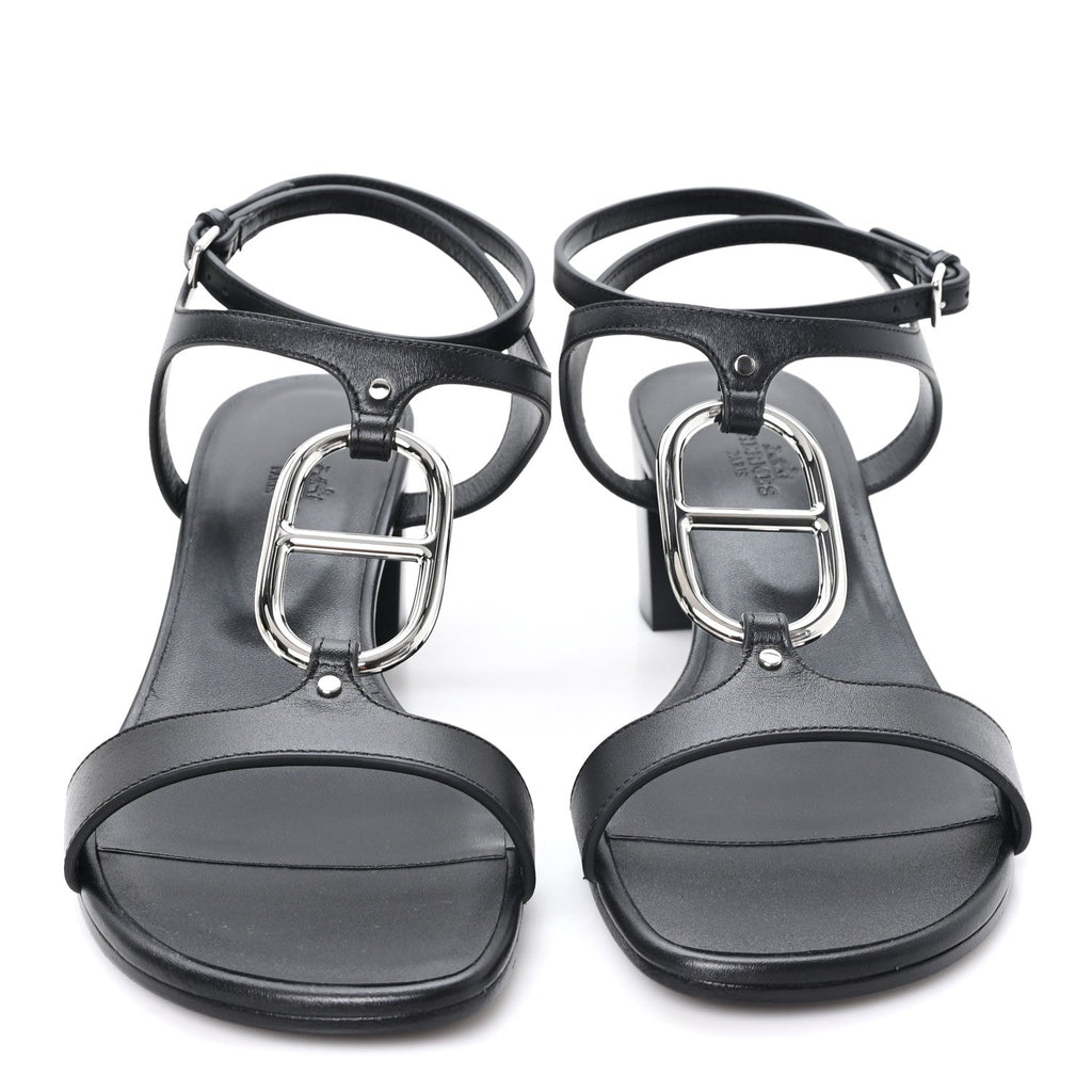 Calfskin Miramar 50 Sandals 40 Black wholesalehk.shop
