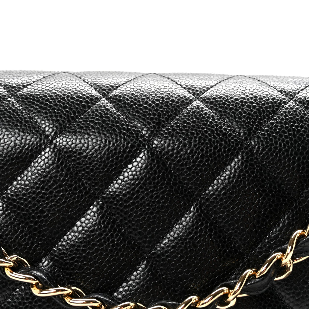 Caviar Quilted Jumbo Double Flap Black wholesalehk.shop