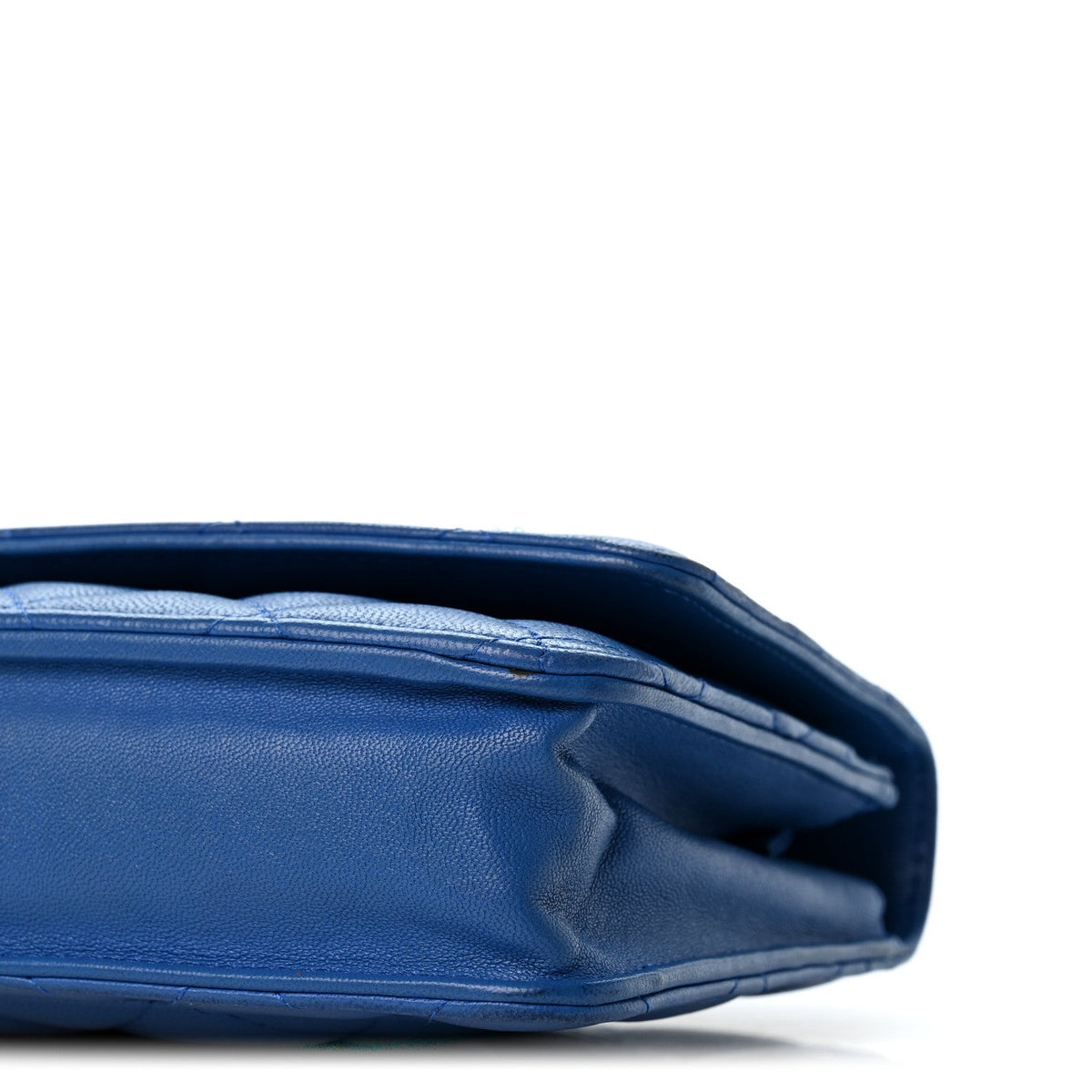 Lambskin Quilted Wallet On Chain WOC Blue wholesalehk.shop