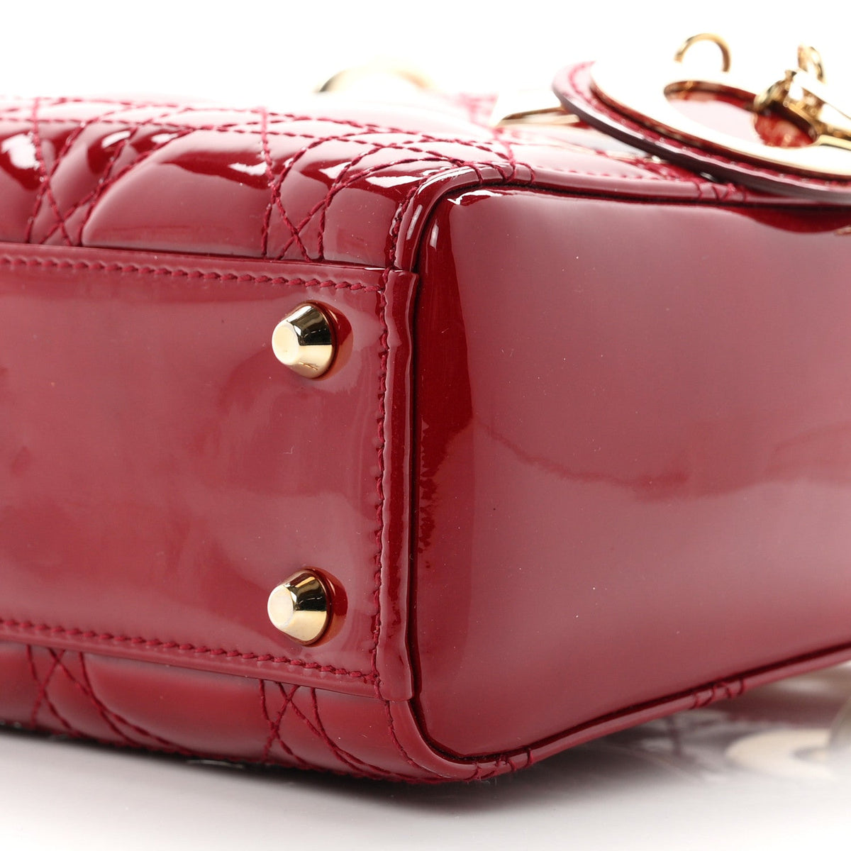 Patent Cannage Mini Lady Dior Red wholesalehk.shop
