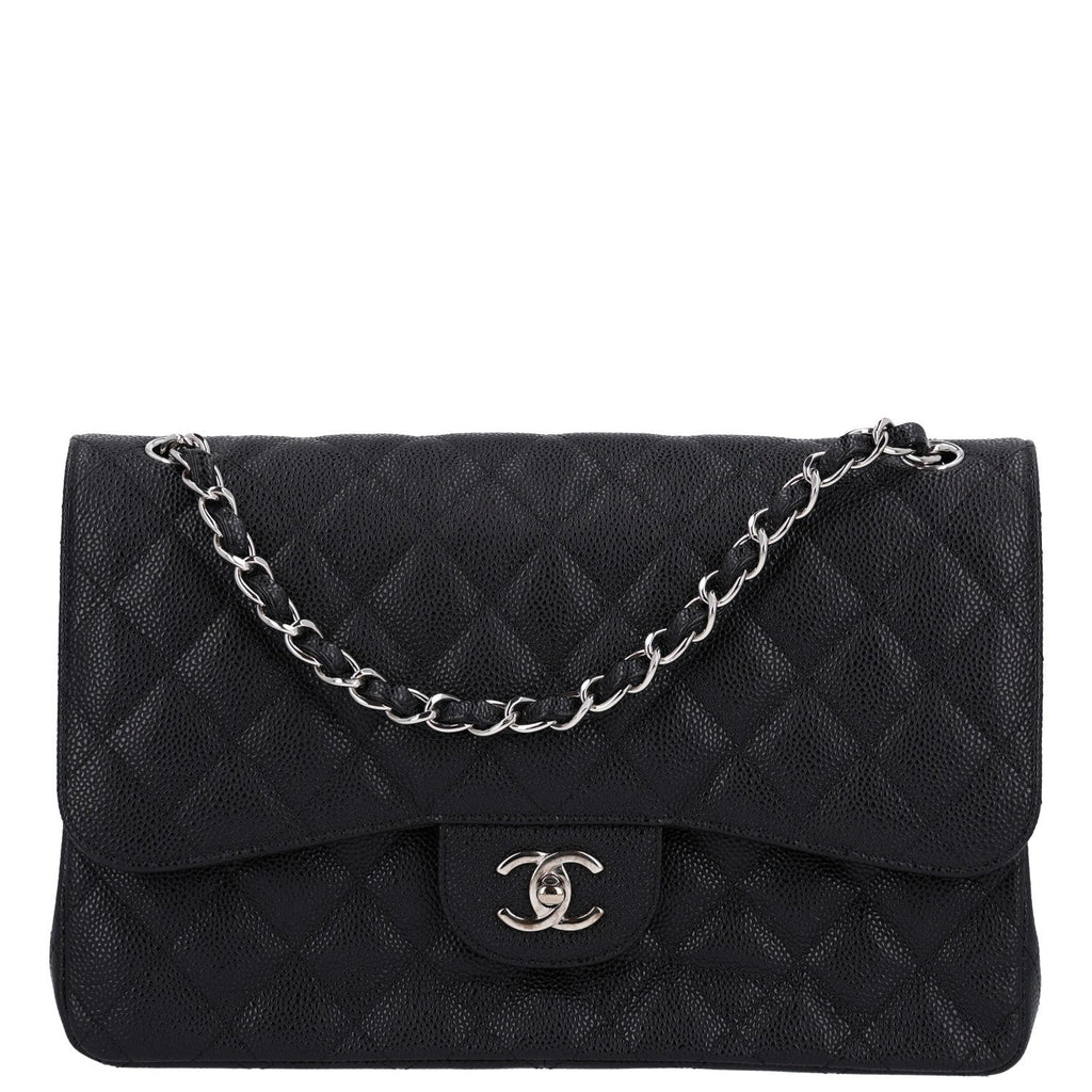 Caviar Quilted Jumbo Double Flap Black wholesalehk.shop