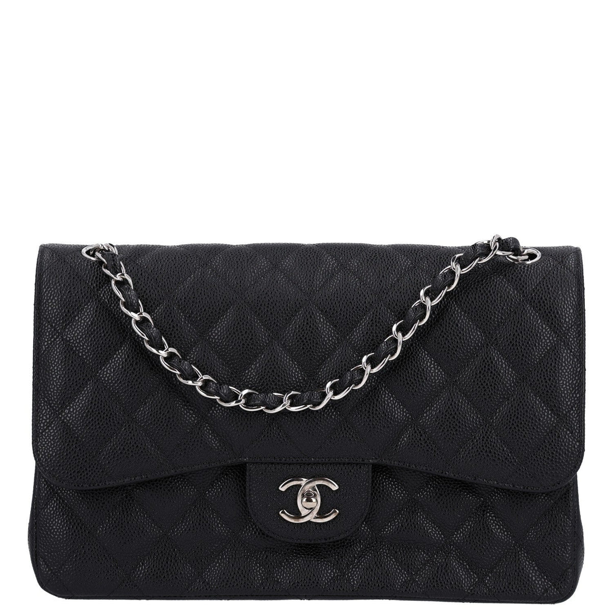 Caviar Quilted Jumbo Double Flap Black wholesalehk.shop