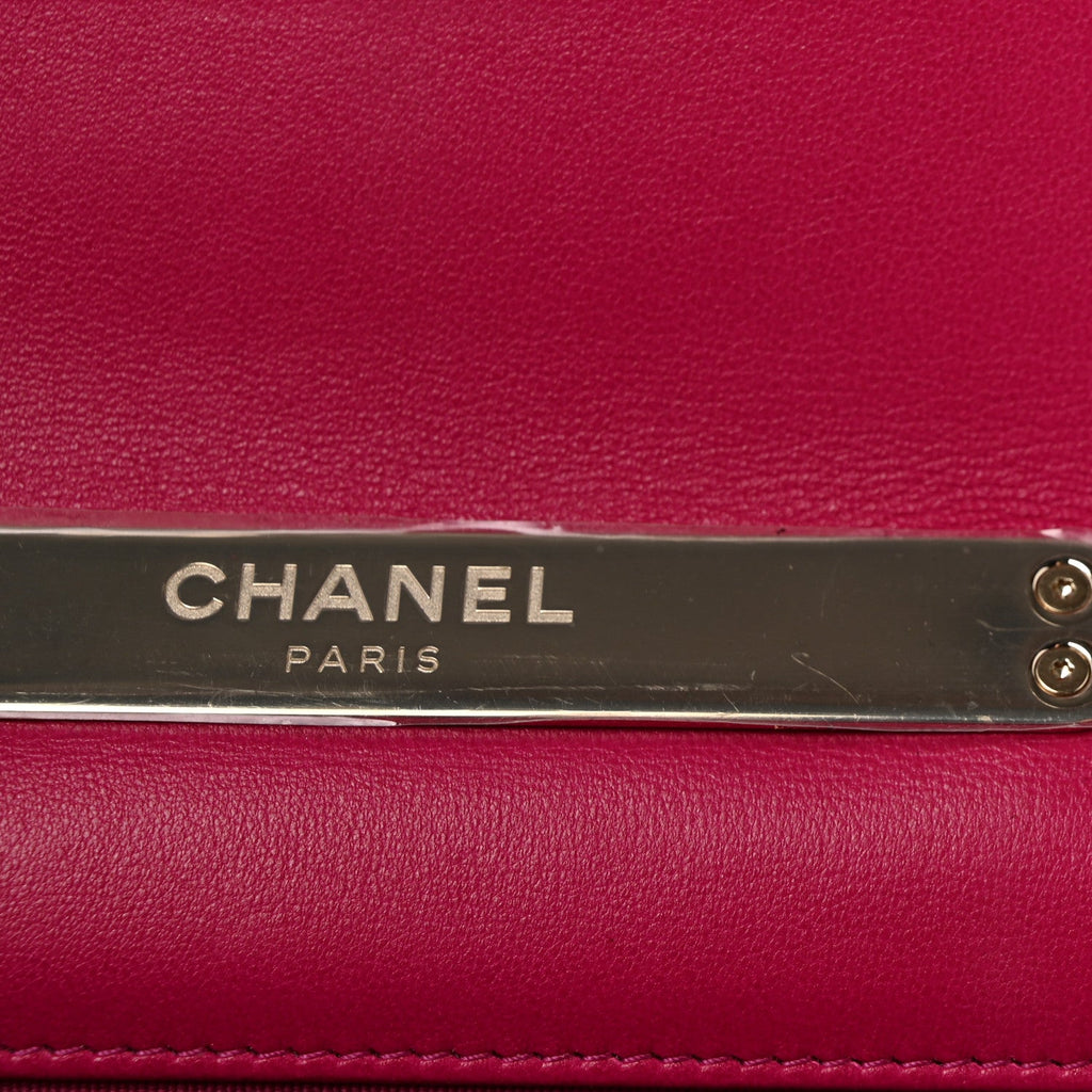 Lambskin Quilted Top Handle Wallet On Chain WOC Pink wholesalehk.shop