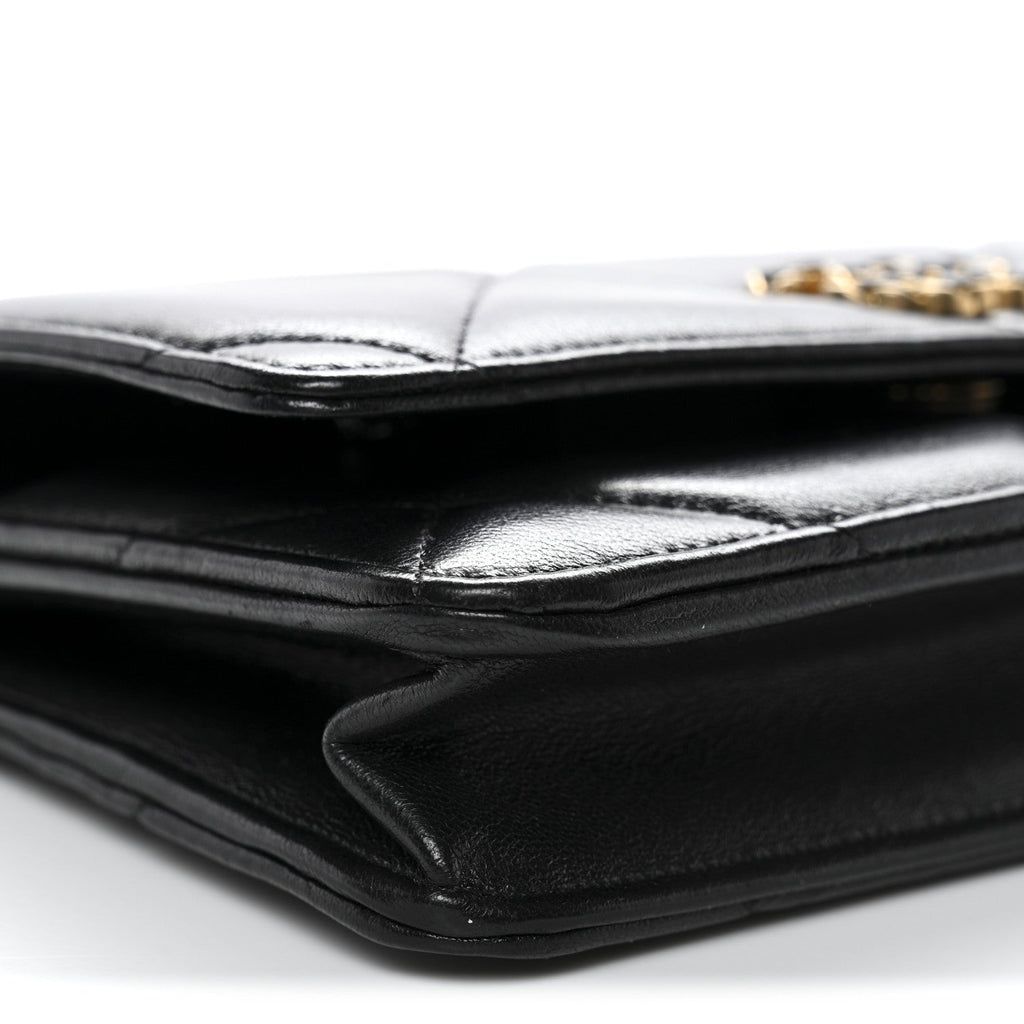 Lambskin Quilted Chanel 19 Wallet On Chain WOC Black wholesalehk.shop