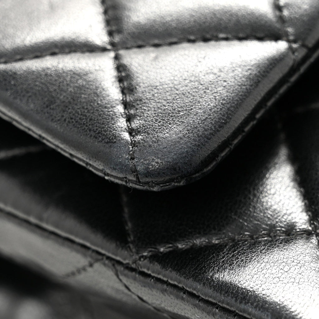 Lambskin Quilted Medium Double Flap Black wholesalehk.shop