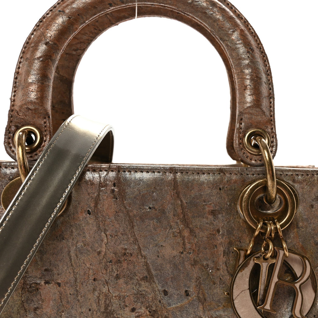 X LEE BUL Treated Calfskin Medium Lady Dior Art Bronze wholesalehk.shop