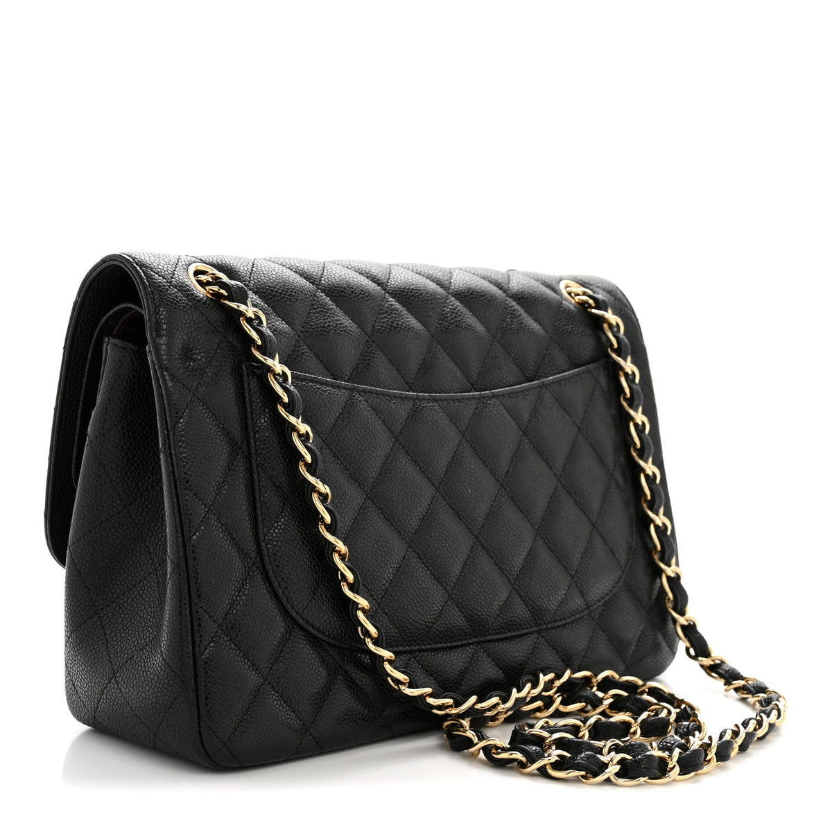 Caviar Quilted Jumbo Double Flap Black wholesalehk.shop