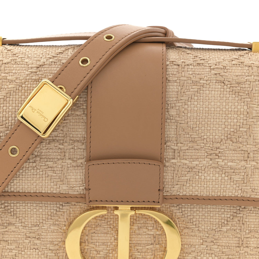 Raffia Calfskin 30 Montaigne Flap Bag Beige wholesalehk.shop