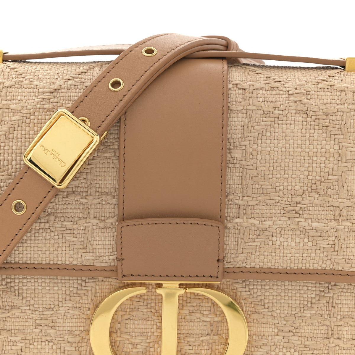 Raffia Calfskin 30 Montaigne Flap Bag Beige wholesalehk.shop