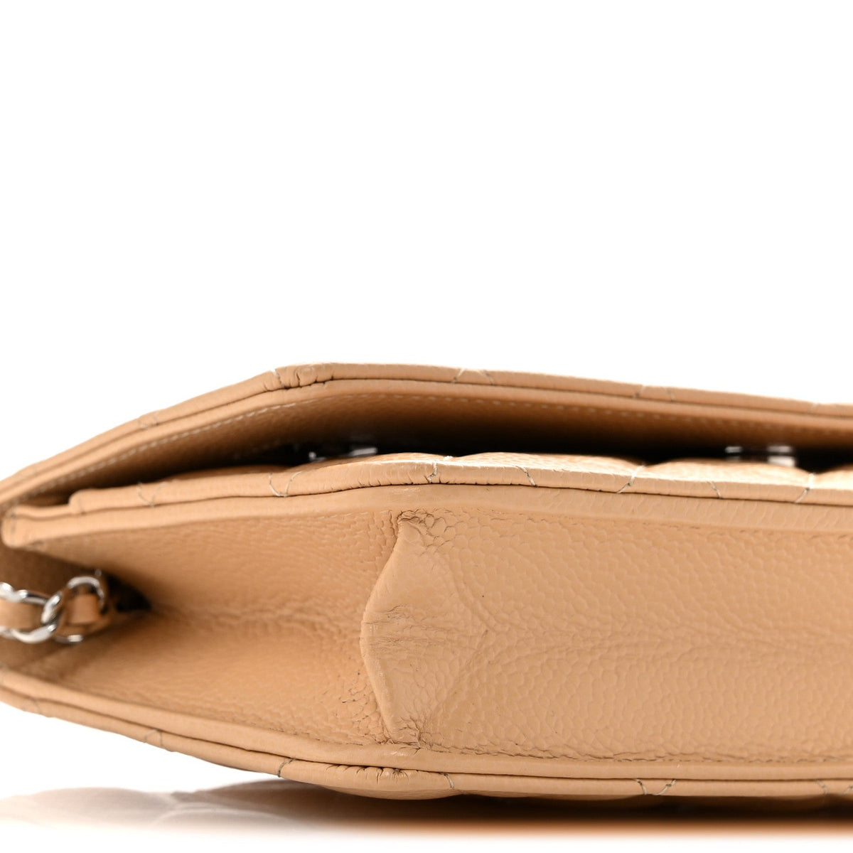 Caviar Quilted Wallet on Chain WOC Beige wholesalehk.shop